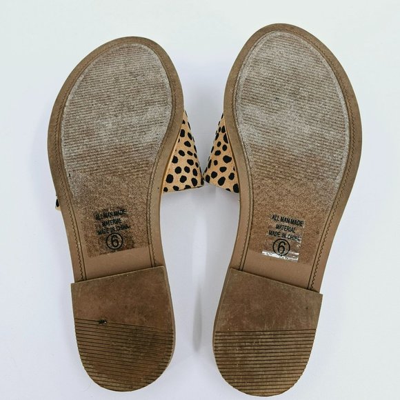Soda Efron Cheetah Print Slide Sandals 6 Brown Black Tan Faux Suede Fabric Flats - Picture 11 of 14